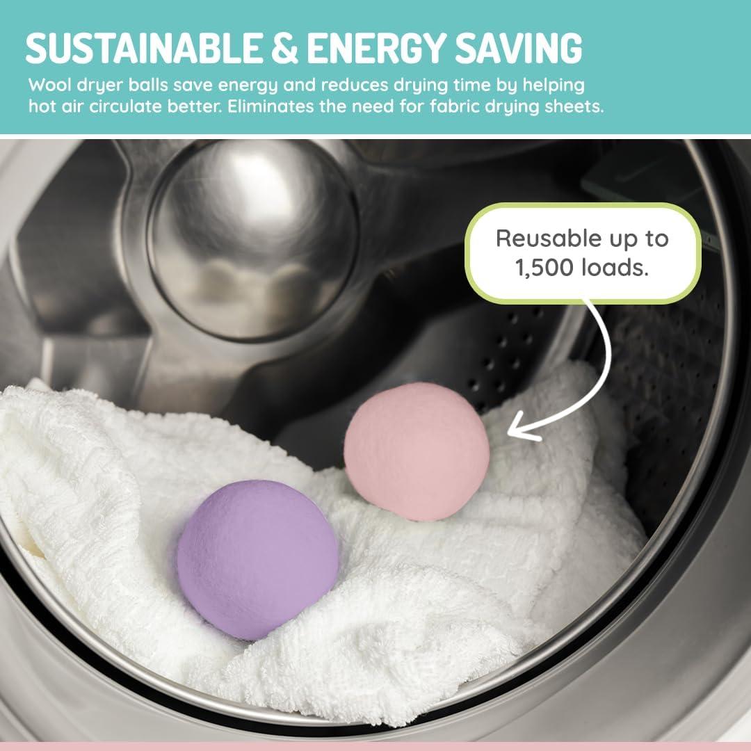 Pelotas de Secado de Lana Reutilizables melii 3-Pack - Rosa, Púrpura, Gris