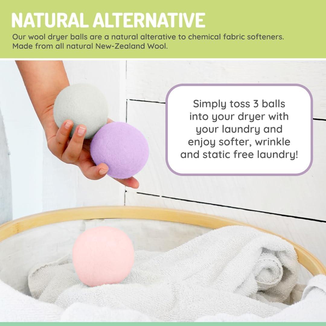 Pelotas de Secado de Lana Reutilizables melii 3-Pack - Rosa, Púrpura, Gris