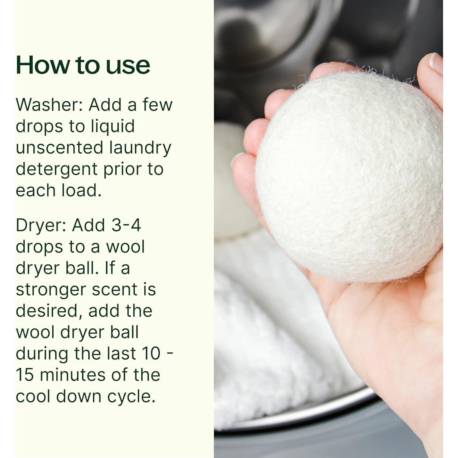 Plant Therapy Wool Dryer Balls 6-Pack & Sparkling Laundry Blends (3 Pack) 100% New Zealand Wool, Extra Large, Eco-Friendly, Reusable Natural Fabric Softener, All Natural & Chemical Free