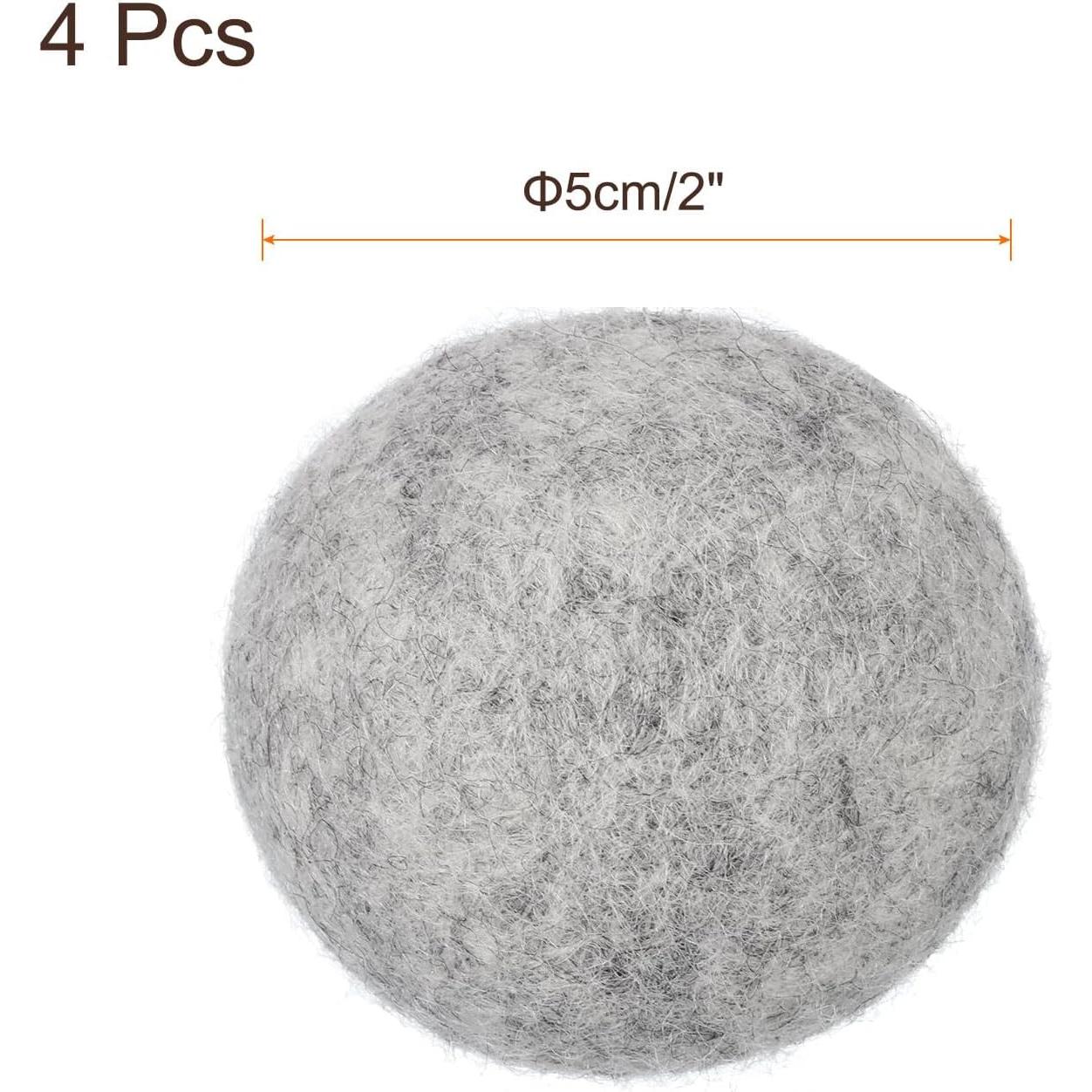 Bolas de Secadora de Lana uxcell 4 Pcs 5 cm Gris Claro