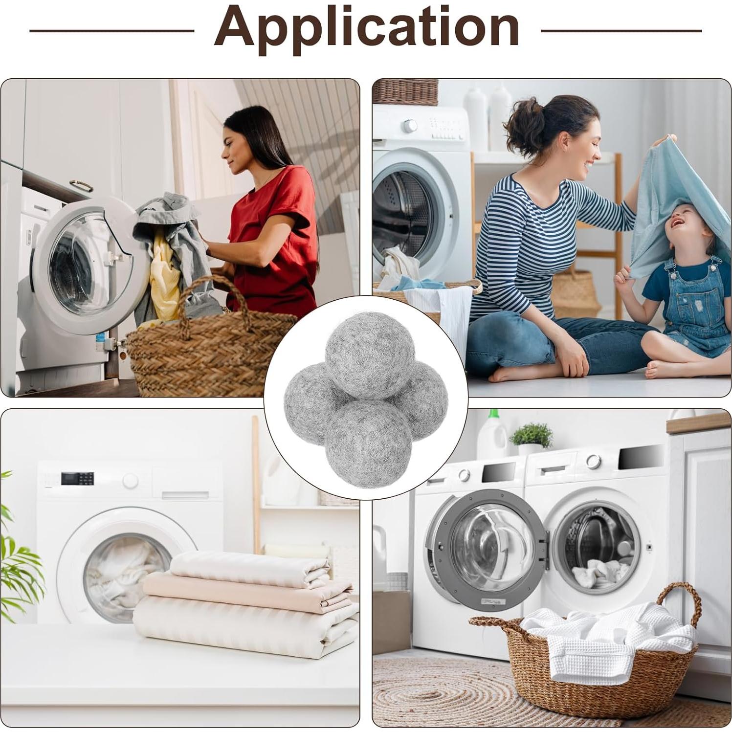 Bolas de Secadora de Lana uxcell 4 Pcs 5 cm Gris Claro