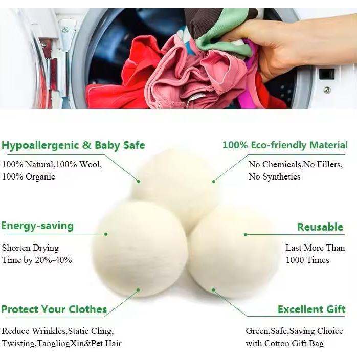 Bolas de Secado de Lana Orgánica KASHLAND XL - 6 Piezas