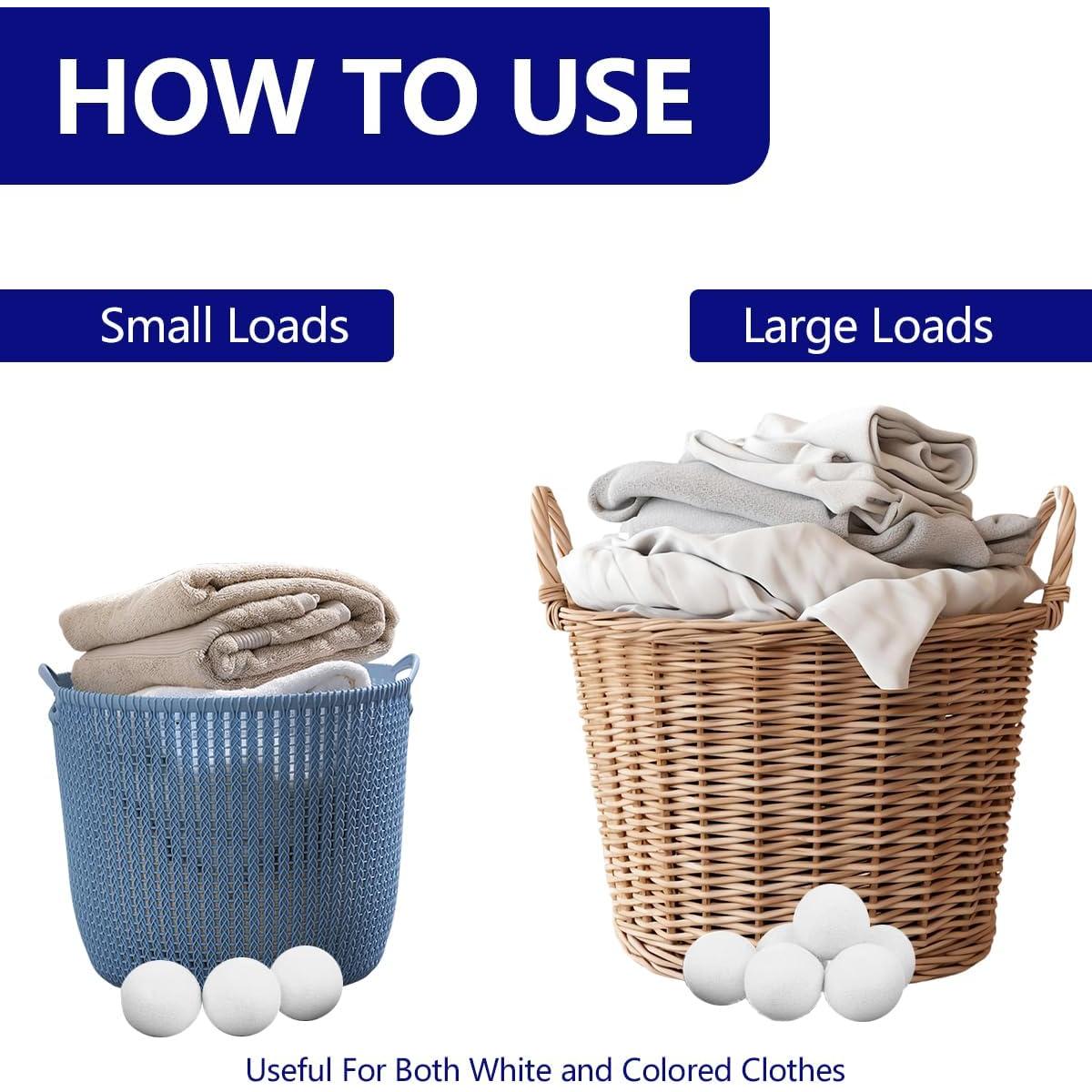 Bolas de Secadora de Lana Orgánica Fiybuy - 6 Piezas, Suavizante Natural