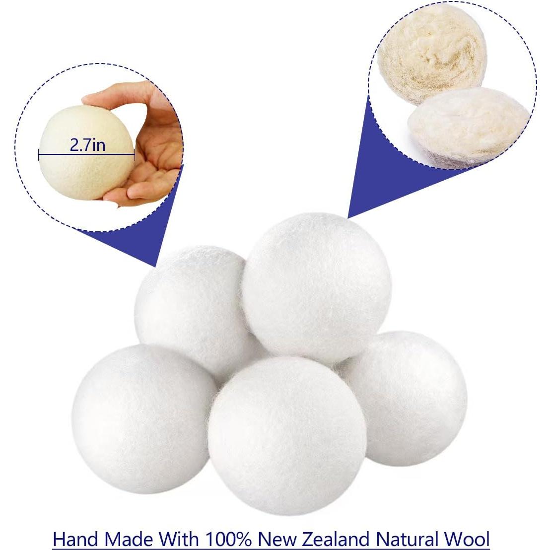 Bolas de Secadora de Lana Orgánica Fiybuy - 6 Piezas, Suavizante Natural
