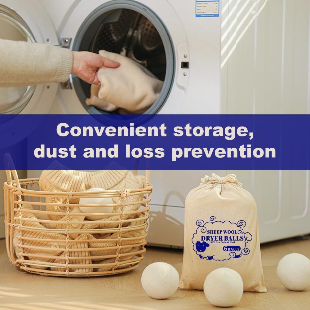 Bolas de Secadora de Lana Orgánica Fiybuy - 6 Piezas, Suavizante Natural