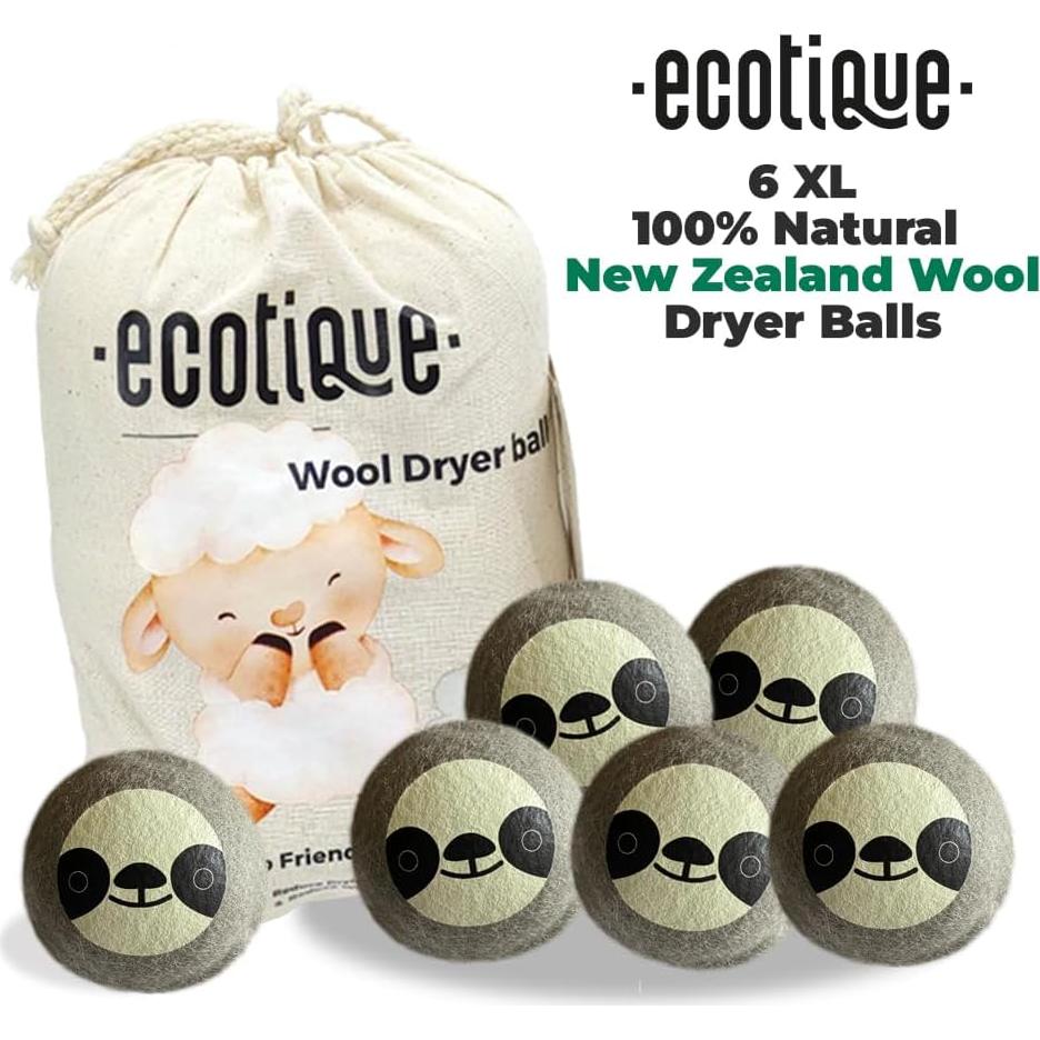 Bolas de Secado de Lana XL Ecotique 100% Natural 6-Pack