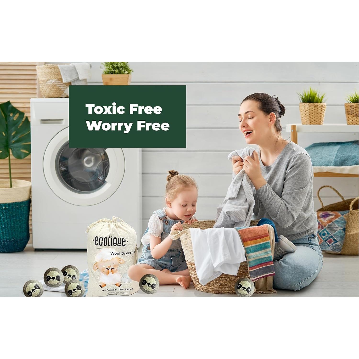 Bolas de Secado de Lana XL Ecotique 100% Natural 6-Pack