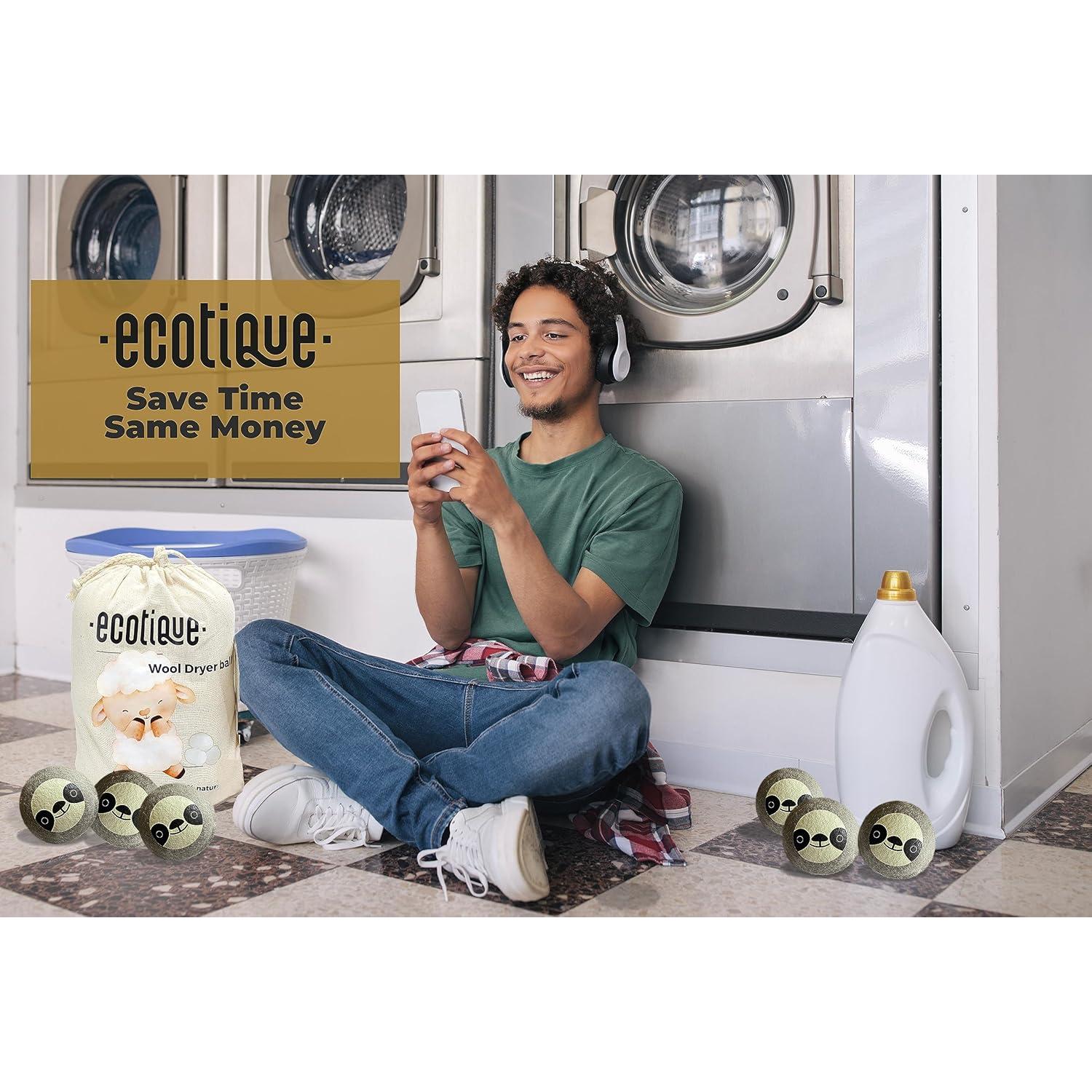 Bolas de Secado de Lana XL Ecotique 100% Natural 6-Pack