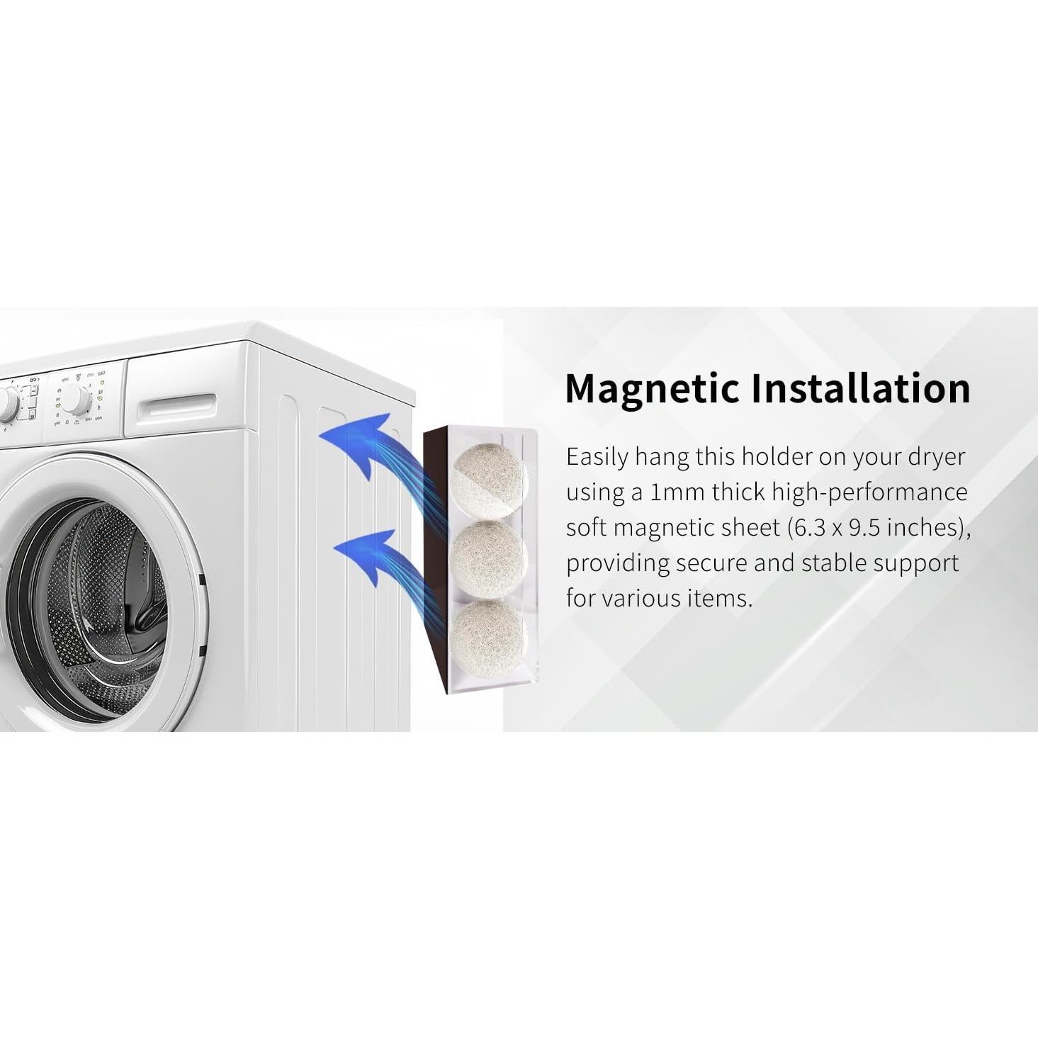 Soporte Magnético para 6 Pelotas de Secadora Acrílico Blanco