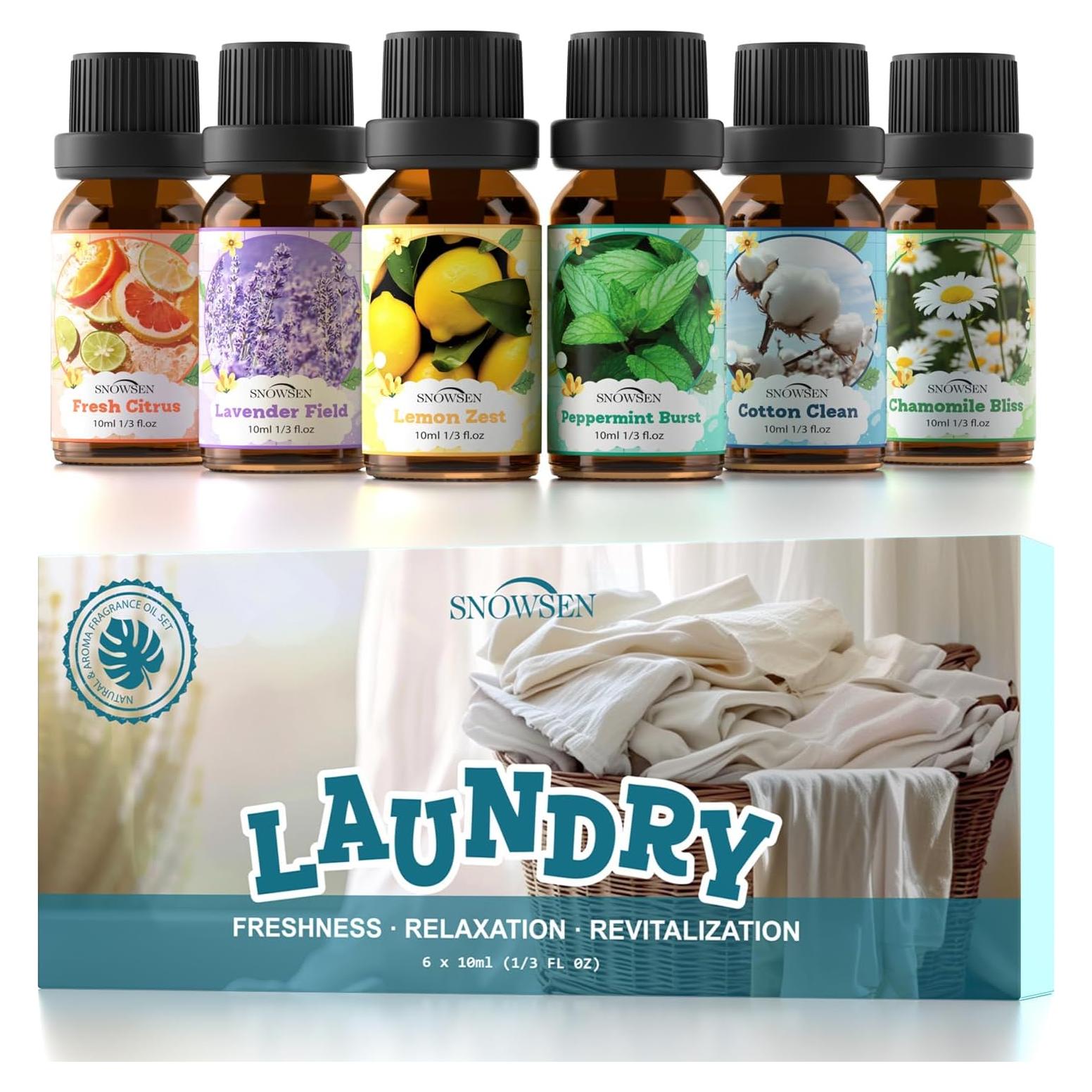Juego de Aceites Aromáticos SNOWSEN para Lavandería - 6 Fragancias