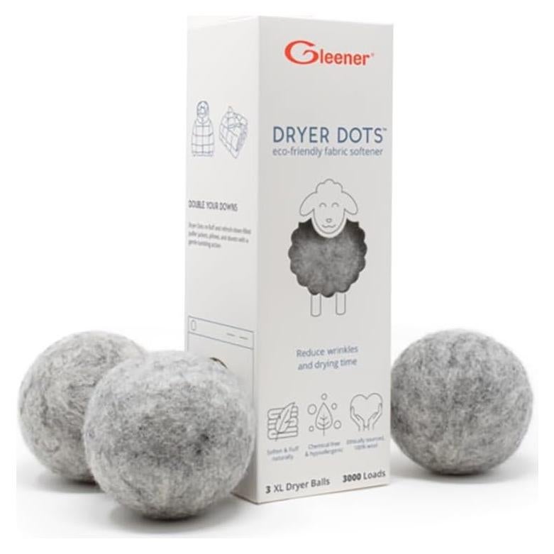 GLEENER Dots para Secadora - 3 Bolas de Lana Natural