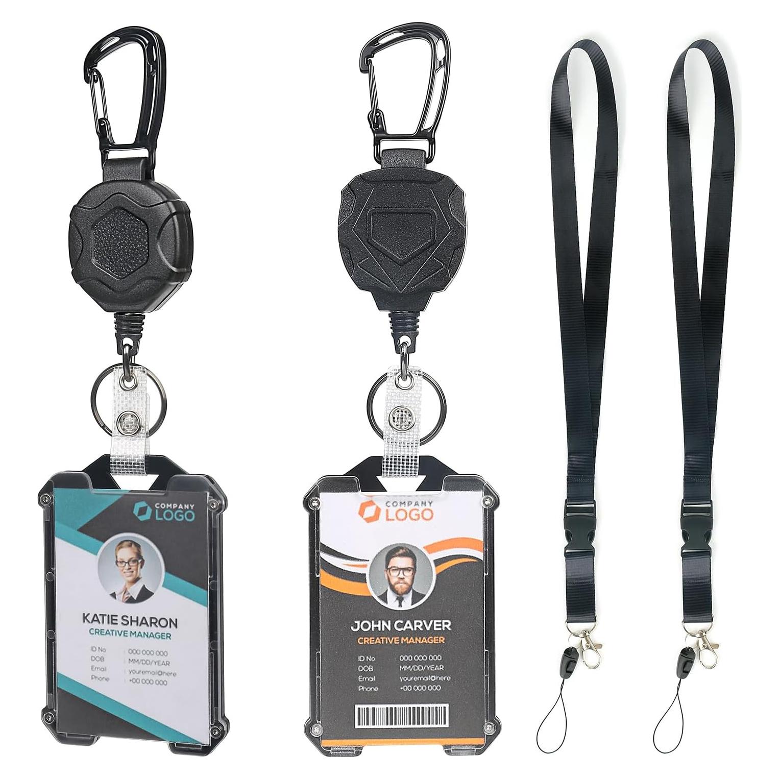 Soporte de Identificación Retráctil AIDSOTOU 2pack Negro