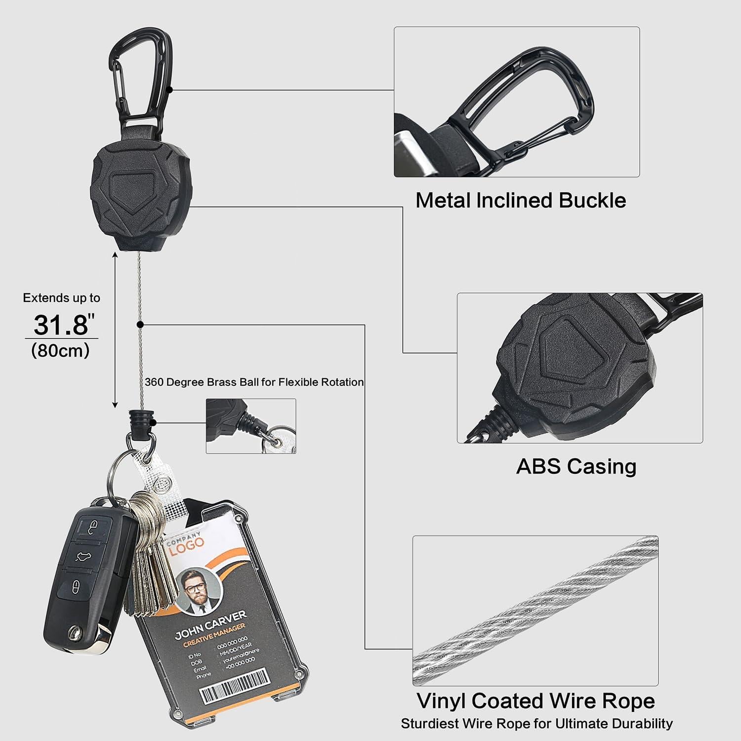 Soporte de Identificación Retráctil AIDSOTOU 2pack Negro