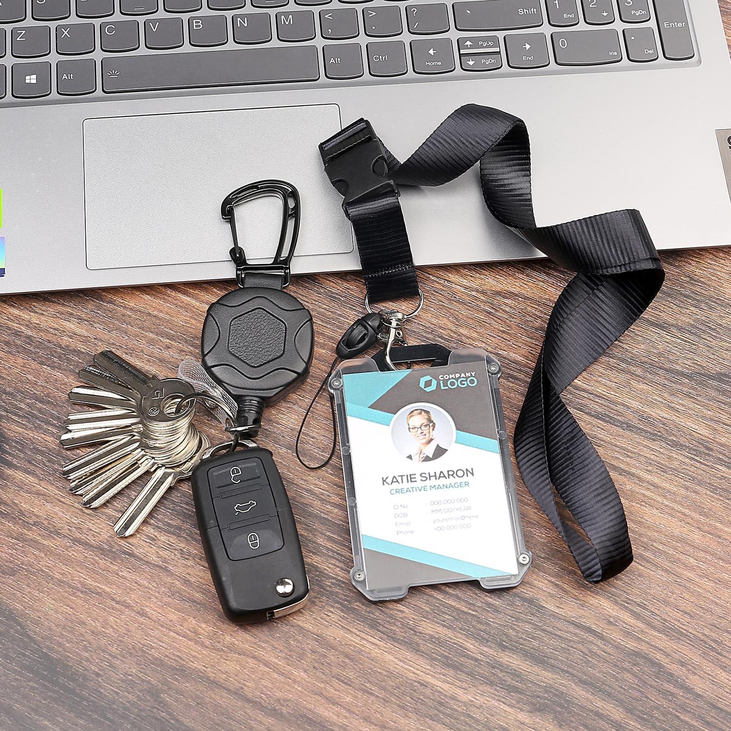 Soporte de Identificación Retráctil AIDSOTOU 2pack Negro