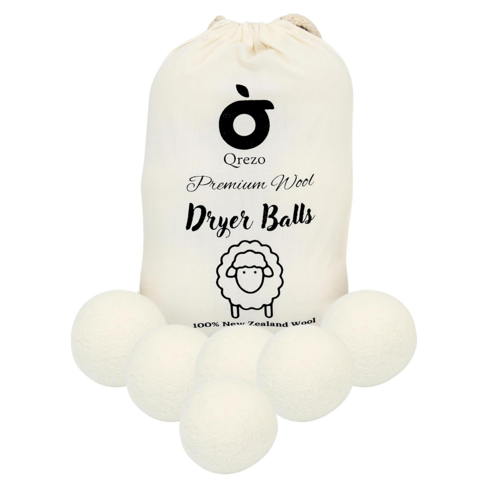 Bolas de Secadora de Lana QREZO 6-Pack Ecológicas 7 cm