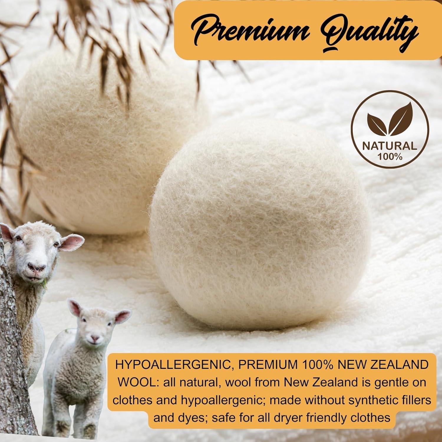 Bolas de Secadora de Lana QREZO 6-Pack Ecológicas 7 cm