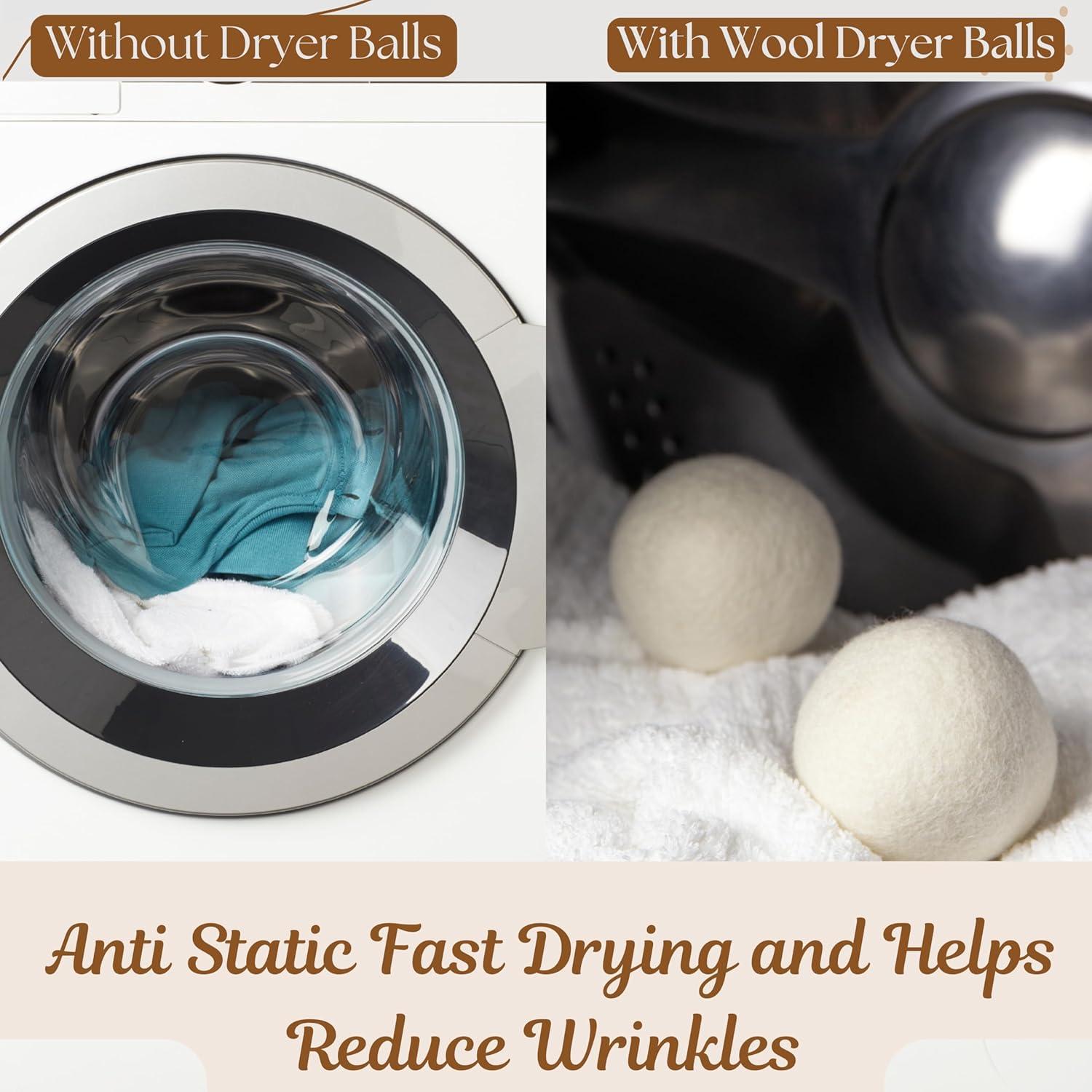 Bolas de Secadora de Lana QREZO 6-Pack Ecológicas 7 cm