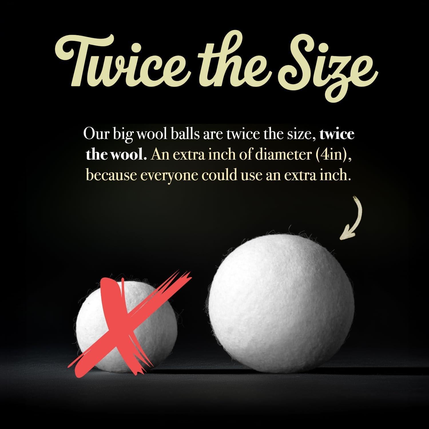 Bolas de Secadora de Lana XXL 10cm BigWoolBalls - 100% Orgánica