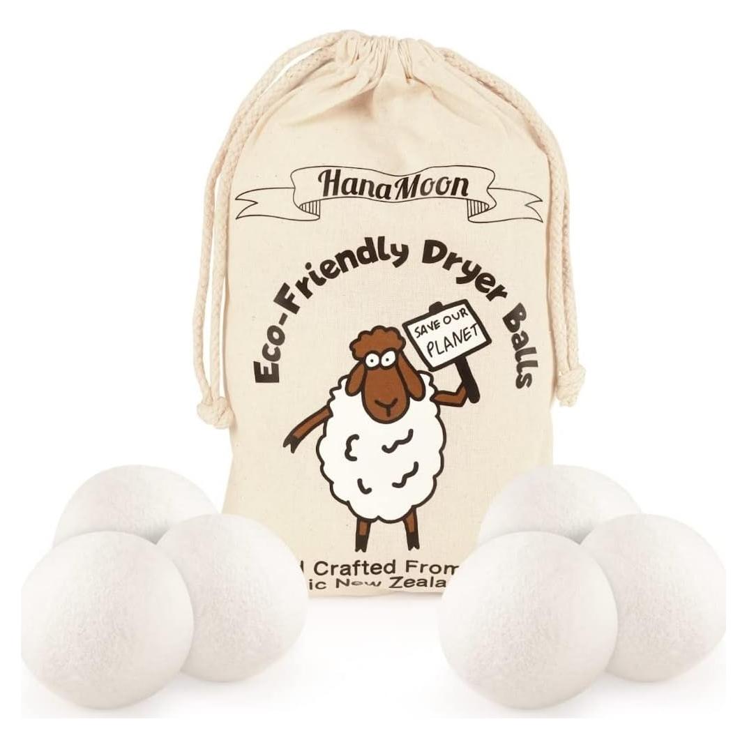 Bolas de Secadora de Lana HanaMoon XL - Paquete de 6 Ecológicas
