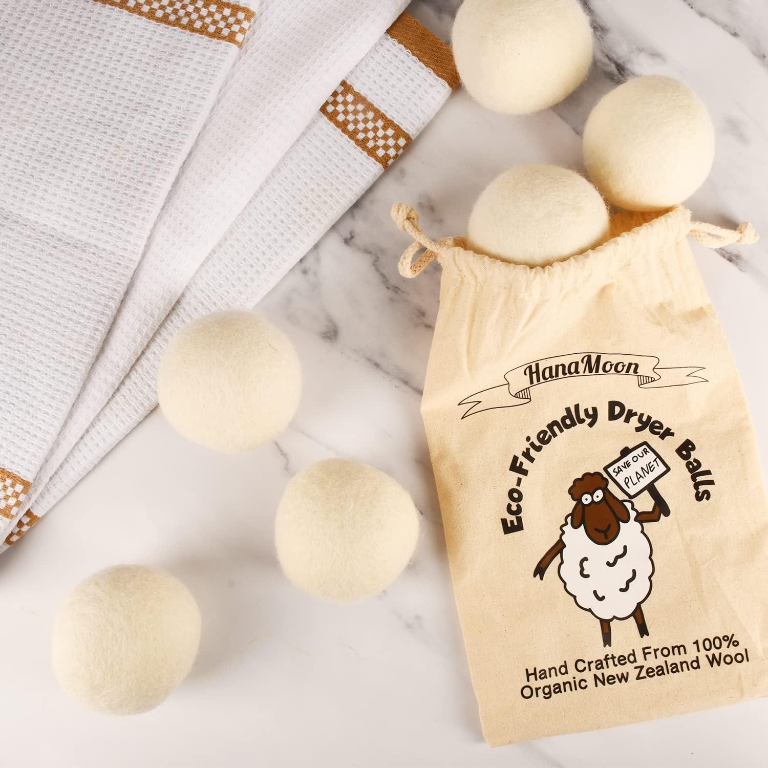 Bolas de Secadora de Lana HanaMoon XL - Paquete de 6 Ecológicas