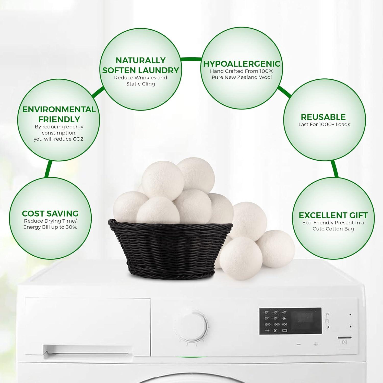 Bolas de Secadora de Lana HanaMoon XL - Paquete de 6 Ecológicas