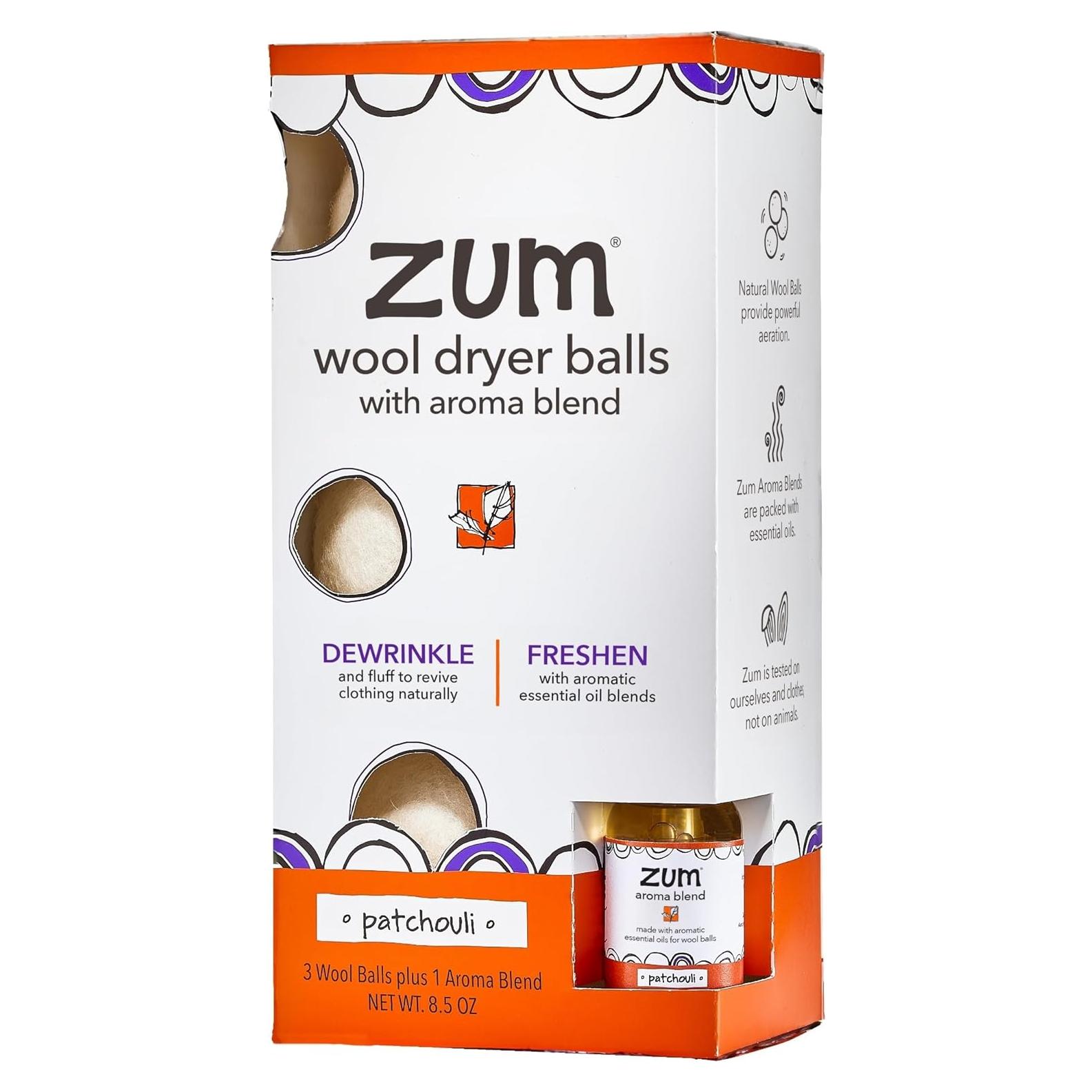 Kit de Bolas de Secado de Lana Zum Laundry - 3 Bolas + Spray Pachulí
