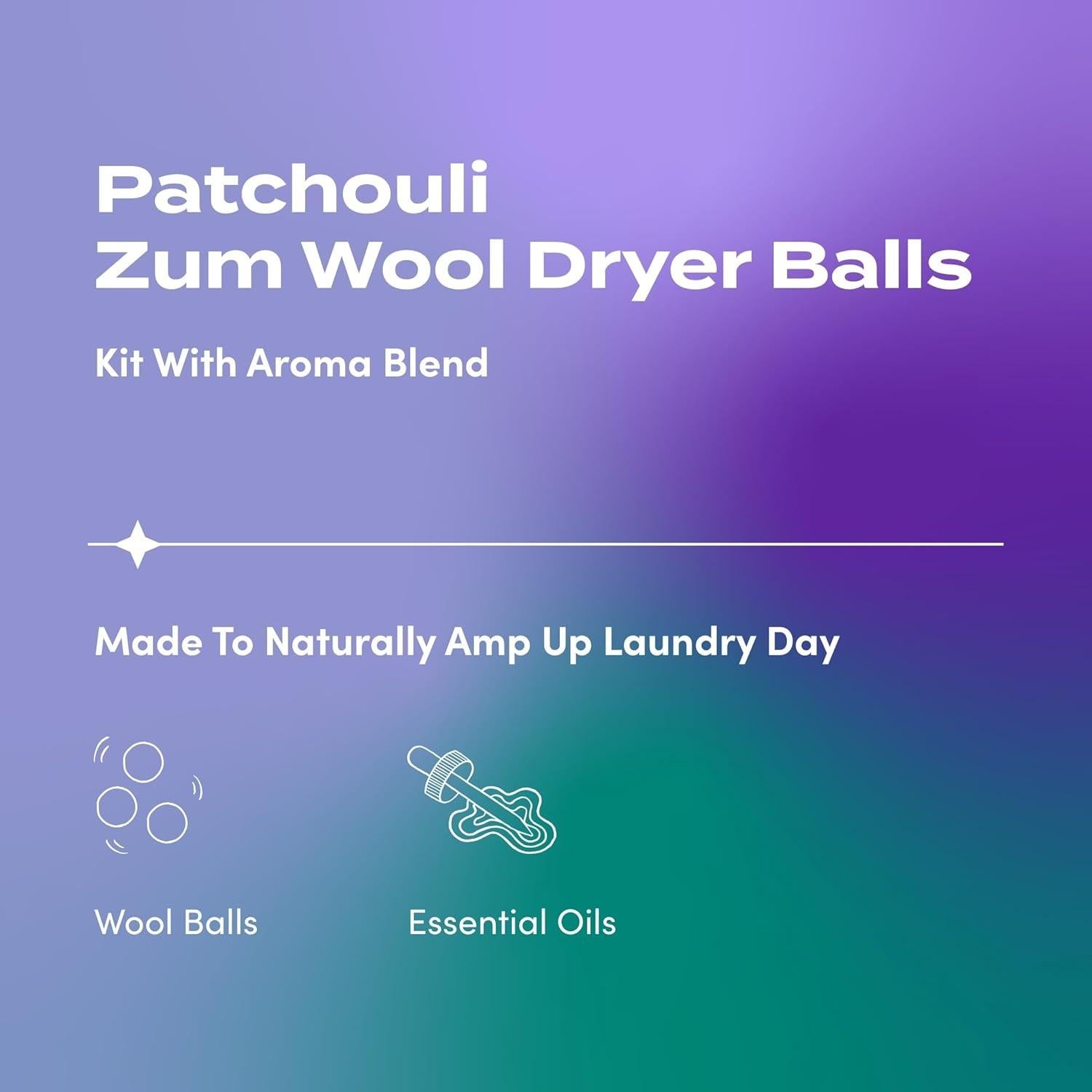 Kit de Bolas de Secado de Lana Zum Laundry - 3 Bolas + Spray Pachulí