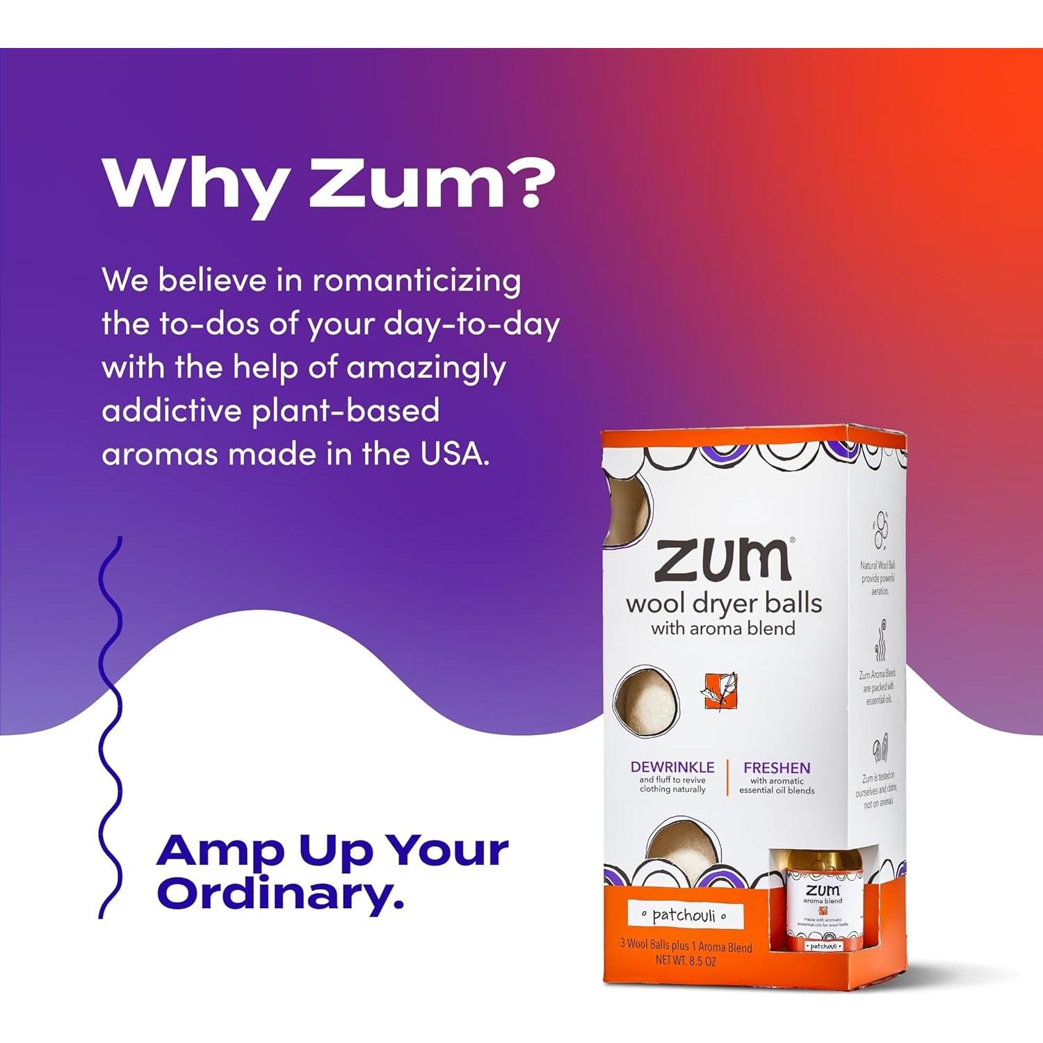 Kit de Bolas de Secado de Lana Zum Laundry - 3 Bolas + Spray Pachulí