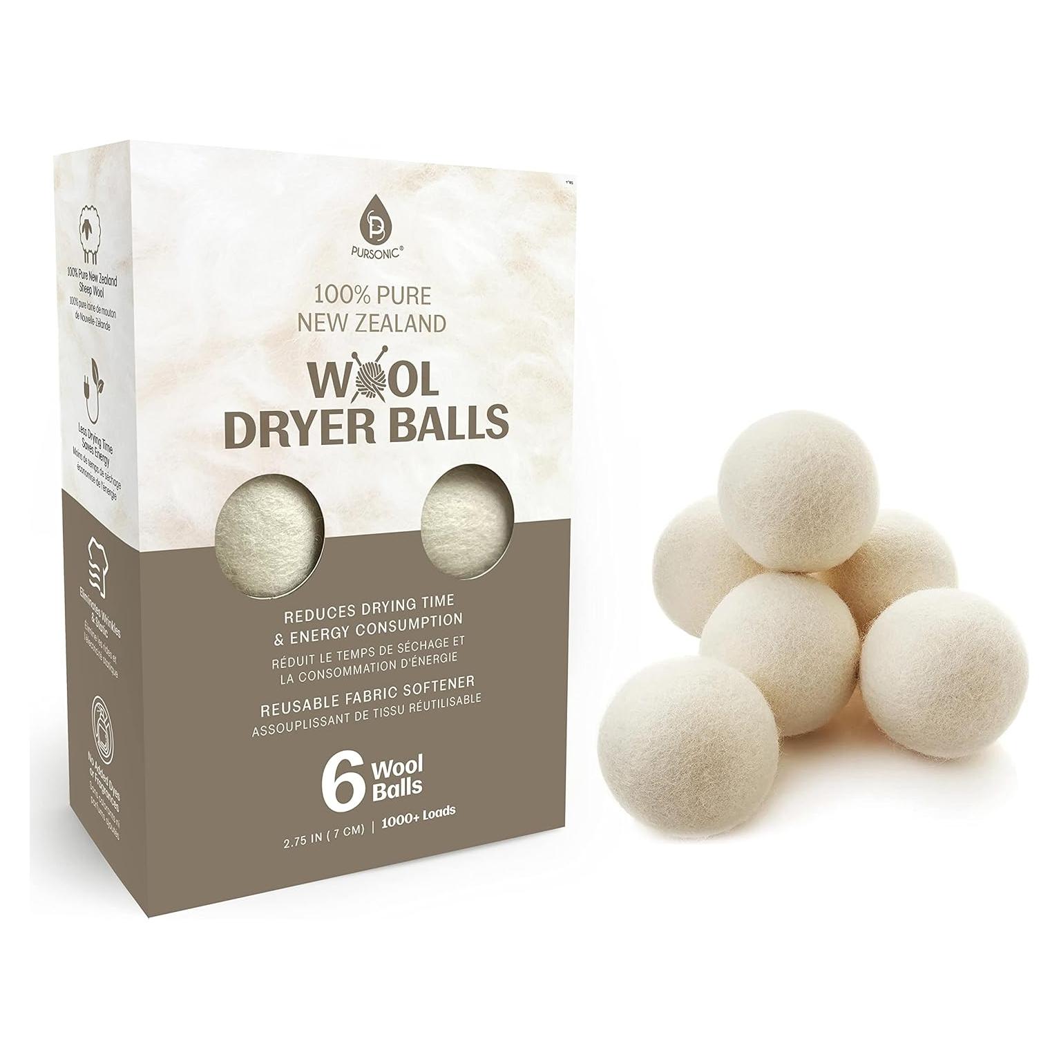 Bolas de Secado de Lana Pursonic - 6 Unidades Ecológicas