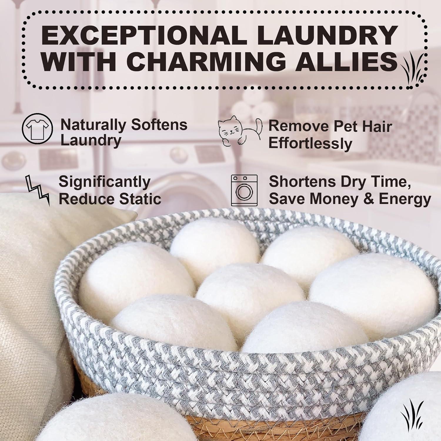 Juego de 7 Bolas de Secado de Lana Natural Read and Work