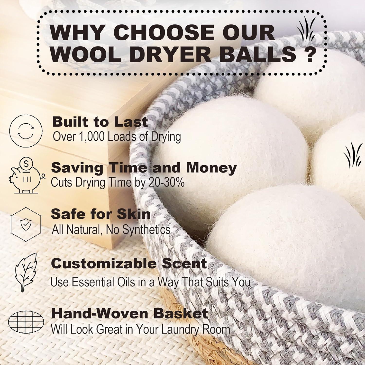 Juego de 7 Bolas de Secado de Lana Natural Read and Work