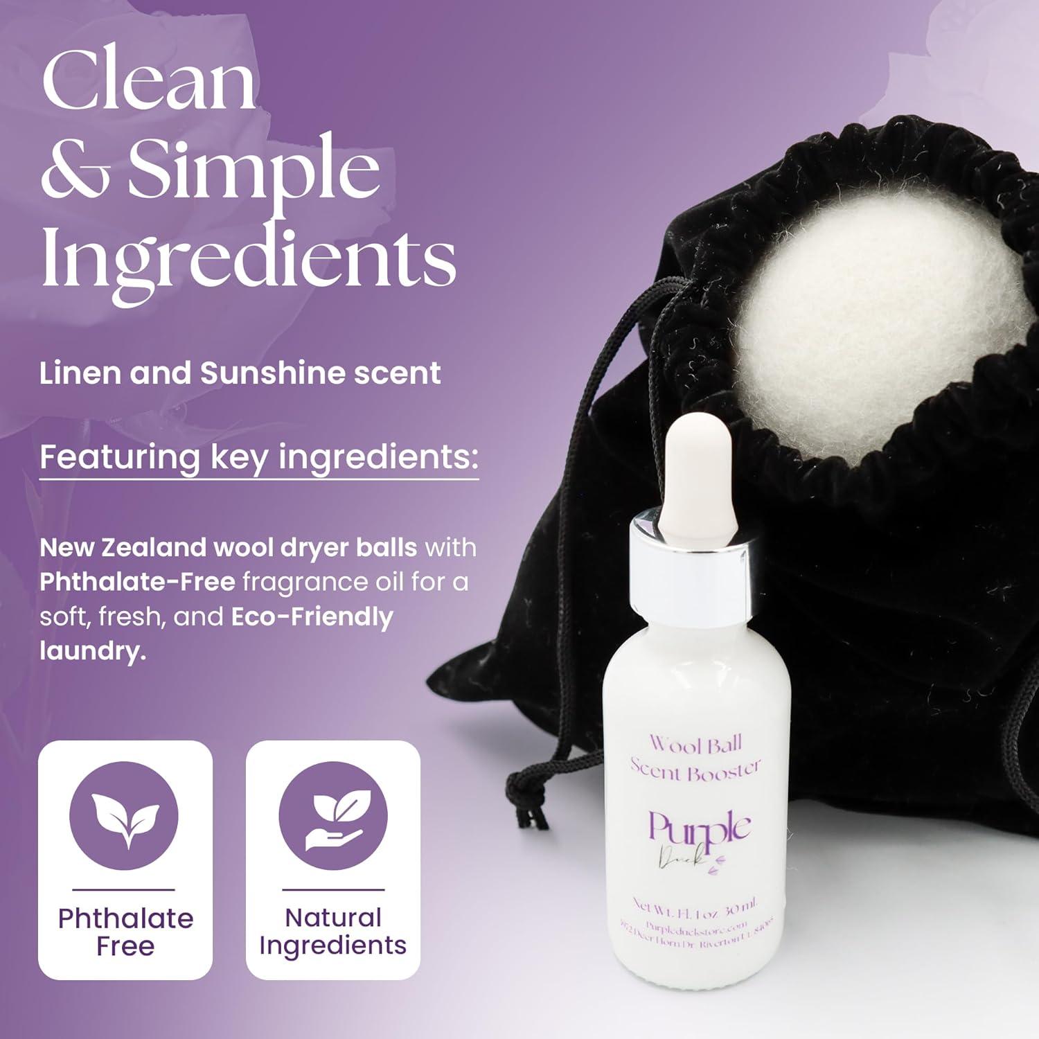 Bolas de Secado de Lana Pato Púrpura + Aditivo Fragancia 28g