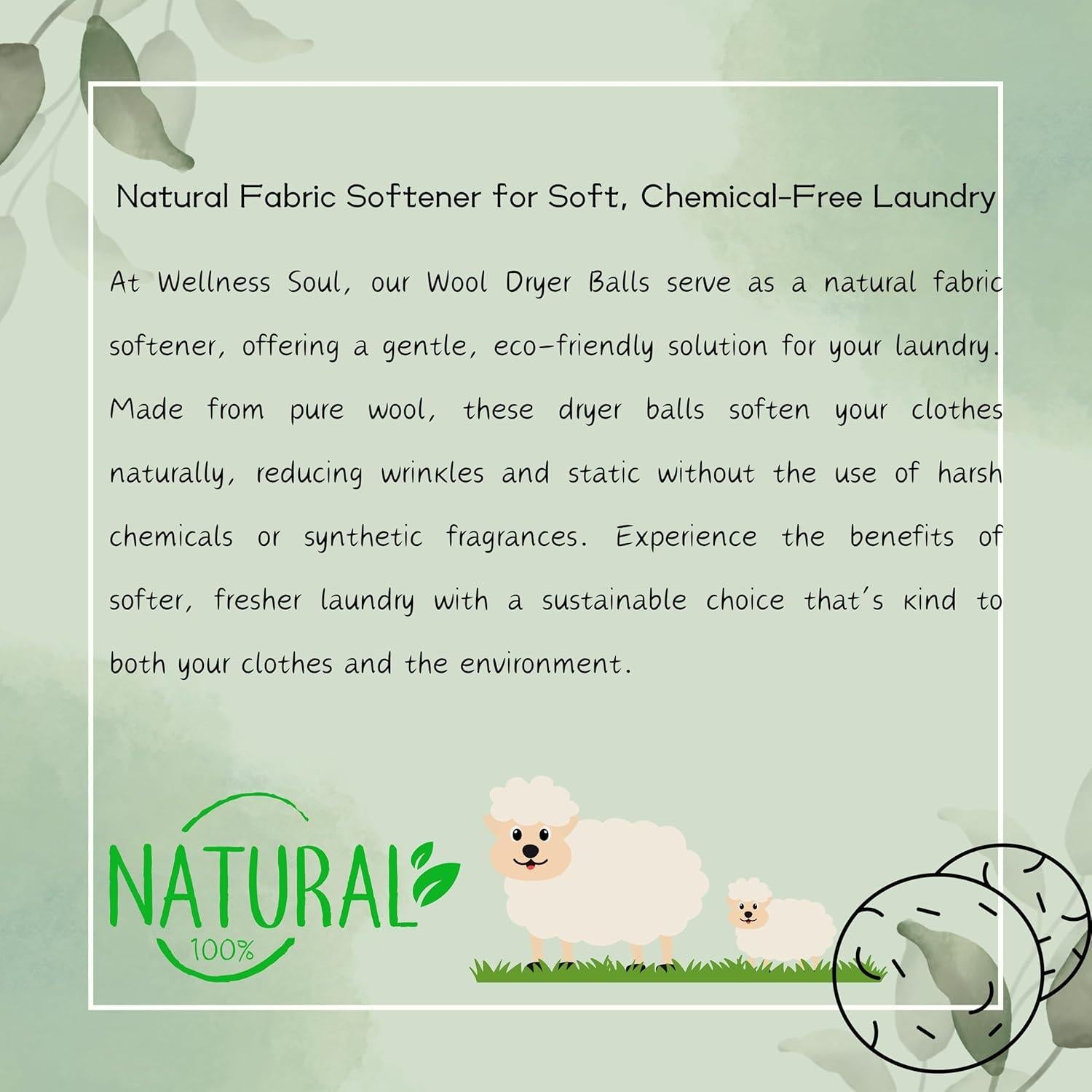 Bolas de Secado de Lana Wellness Soul - Paquete de 6, Ecológicas