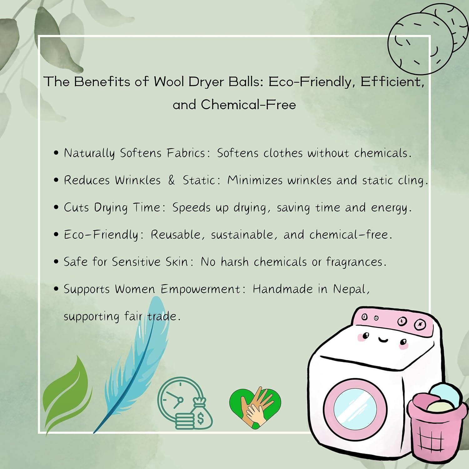 Bolas de Secado de Lana Wellness Soul - Paquete de 6, Ecológicas