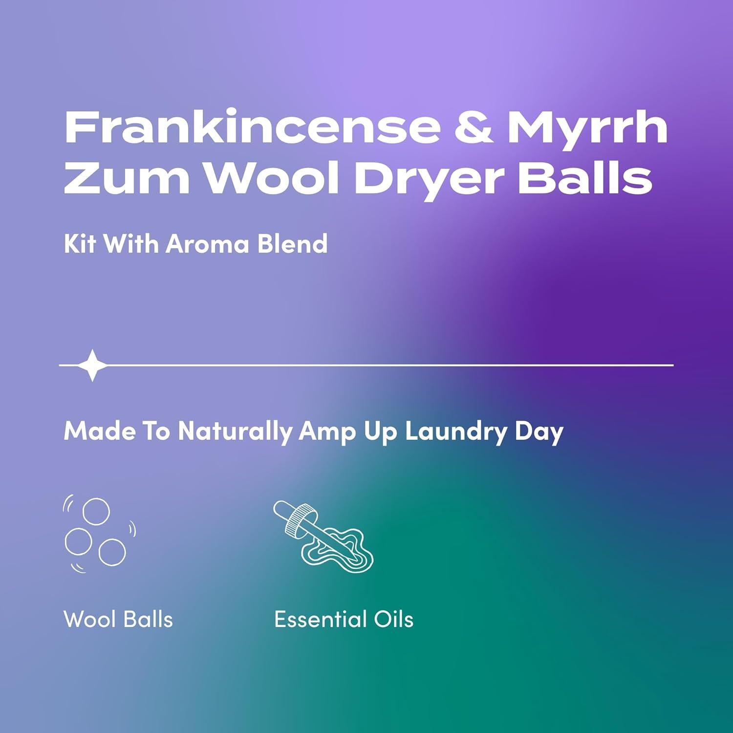 Kit de Bolas de Secado de Lana Zum - Aromatizadas Incienso y Mirra