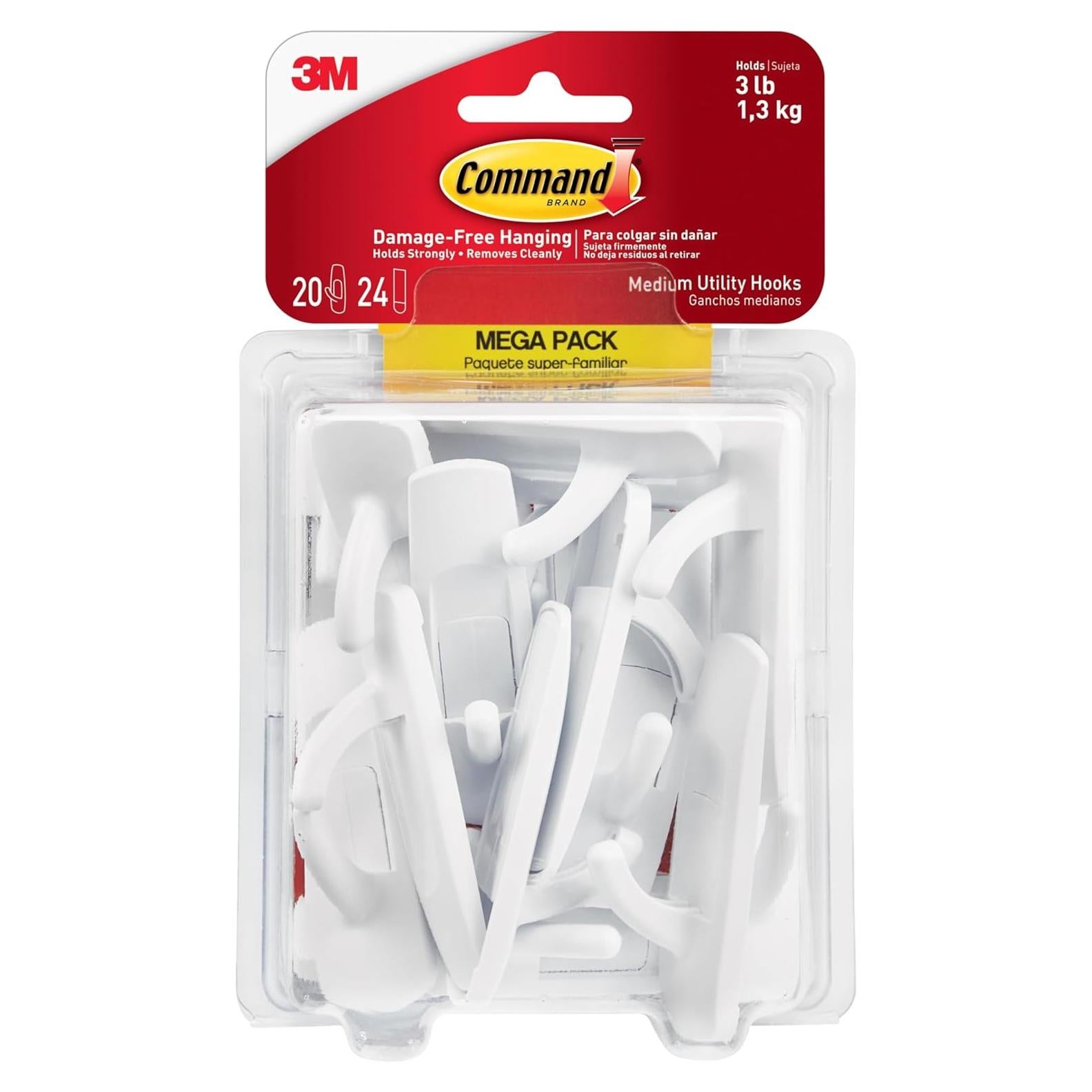 Gancho de Utilidad Mediano Command 20 Piezas Blanco