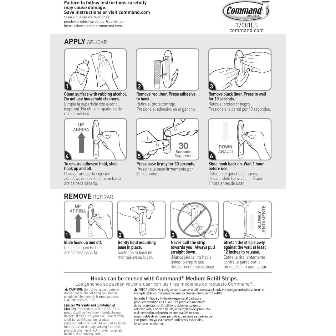 Ganchos de Pared Command Medianos 3M - 9 Ganchos Blancos