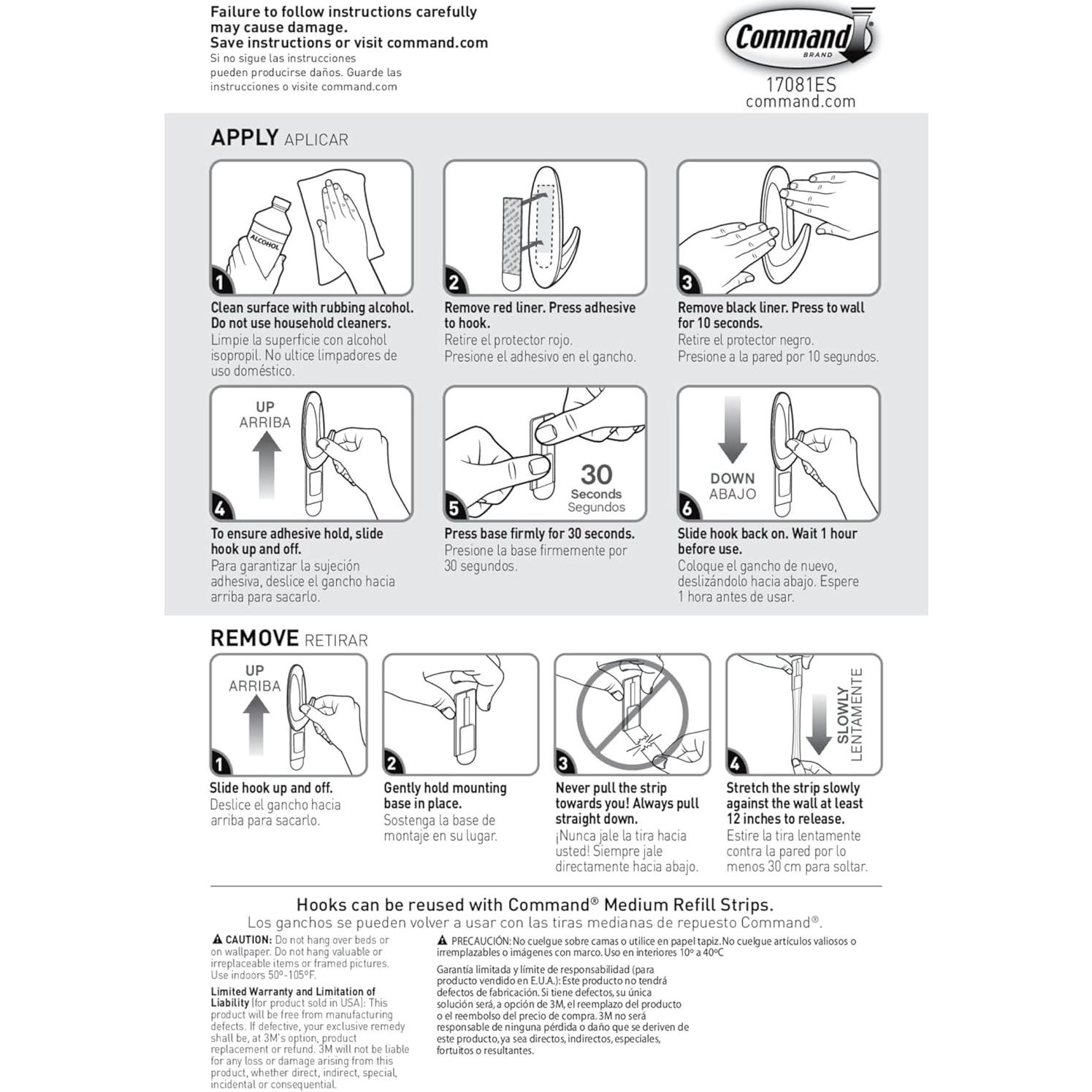 Ganchos de Pared Command Medianos 3M - 9 Ganchos Blancos