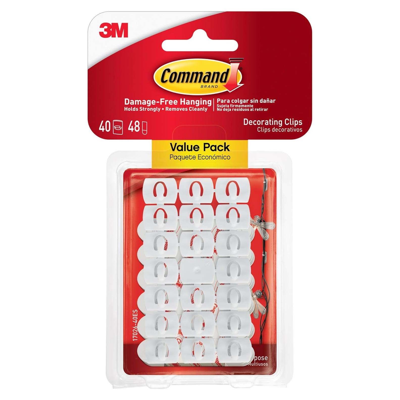 Clips Decorativos Command 40 Unidades con Tiras Adhesivas