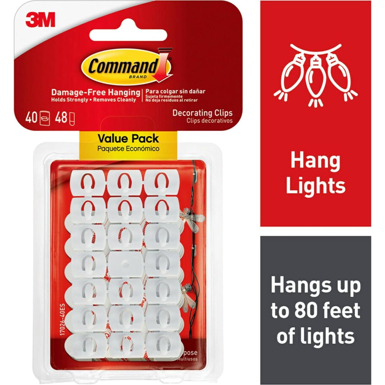 Clips Decorativos Command 40 Unidades con Tiras Adhesivas
