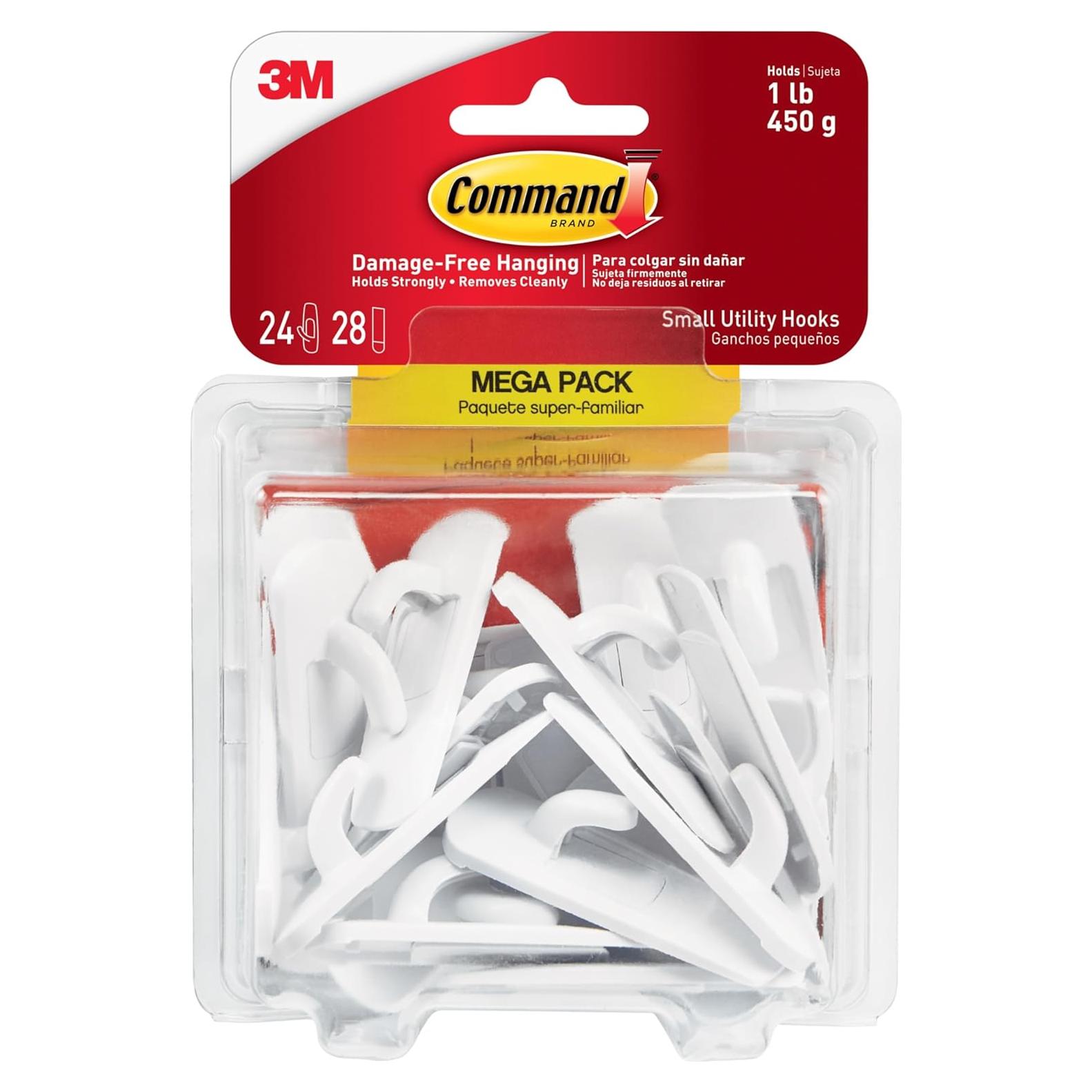 Ganchos Utilitarios Command Blancos 24 Piezas para Pared