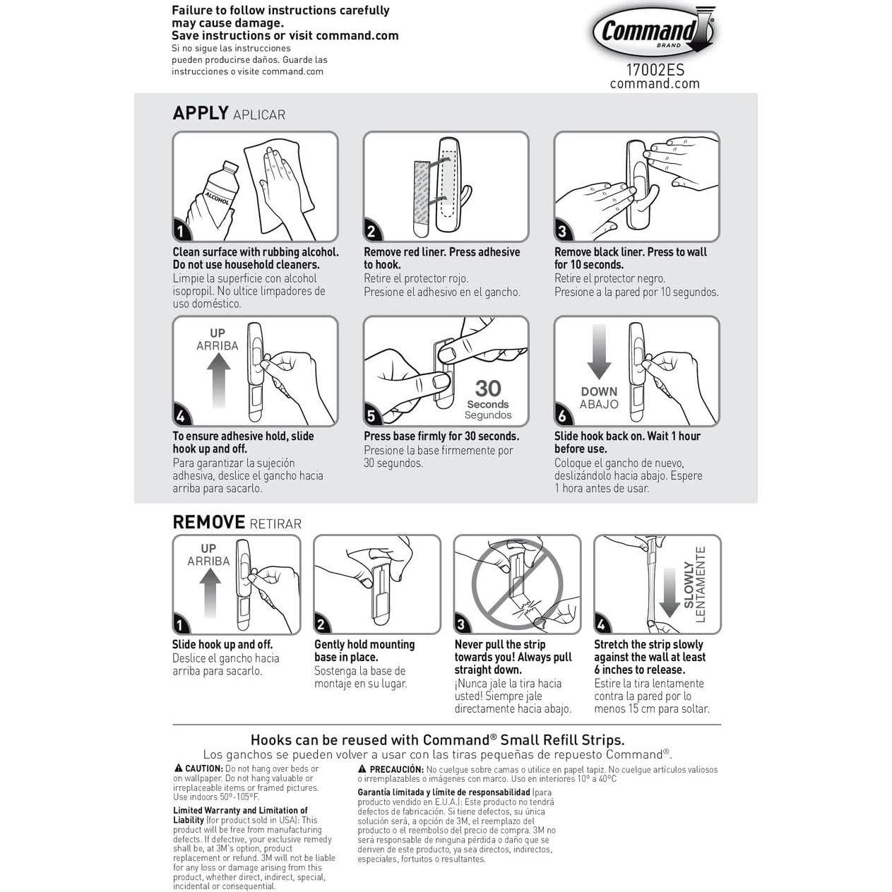 Ganchos Utilitarios Command Blancos 24 Piezas para Pared
