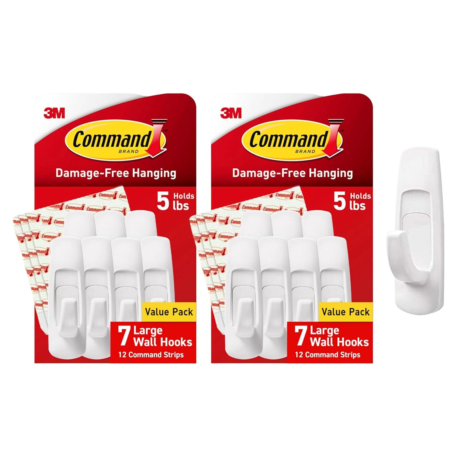 Ganchos Utilitarios Grandes Command - 14 Ganchos y 24 Tiras