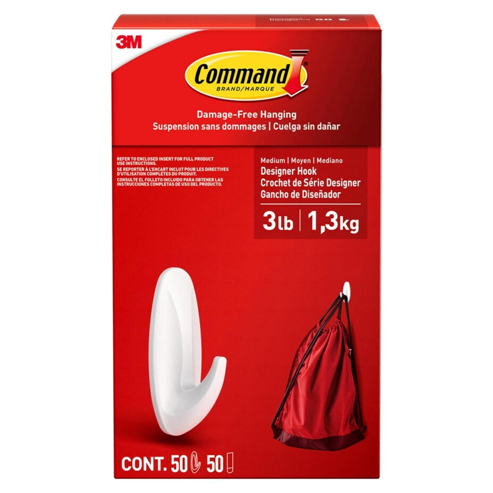 Ganchos Diseñadores Medianos Command 50 Unidades Adhesivos