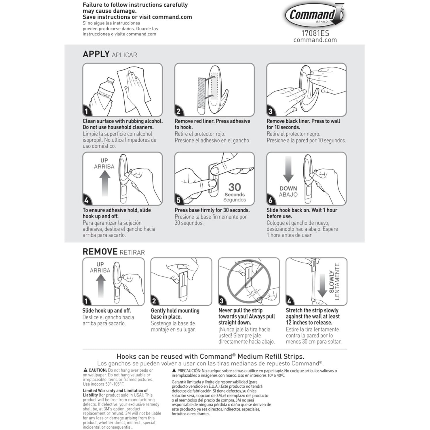 Ganchos Diseñadores Medianos Command 50 Unidades Adhesivos
