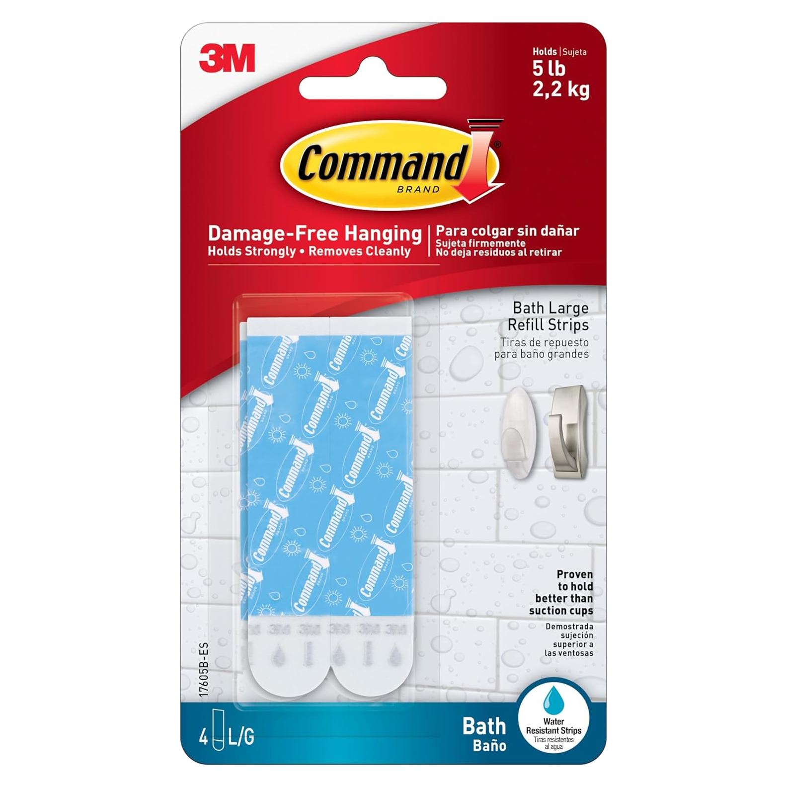 Tiras de Repuesto Command para Baño - 4 Unidades Grande