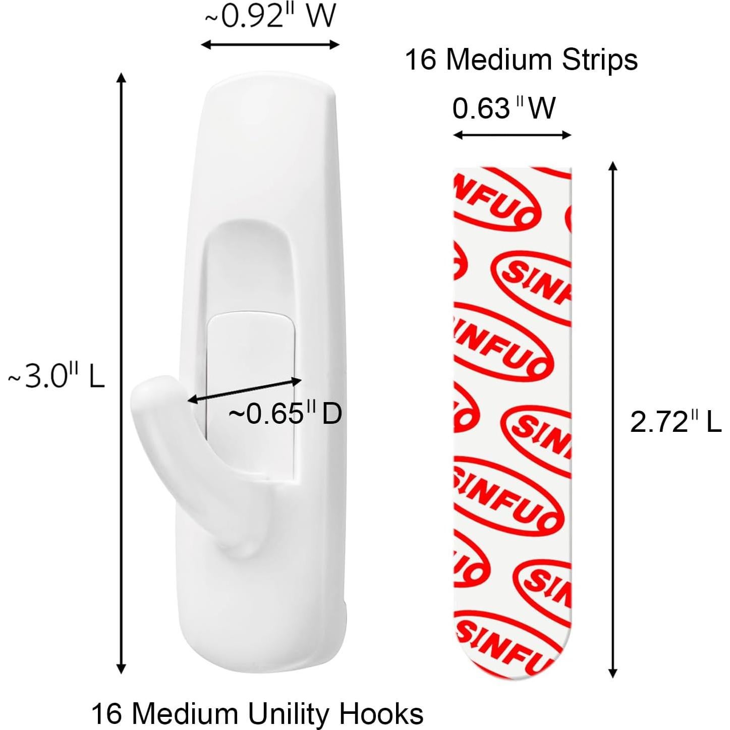 Ganchos de Pared Adhesivos Sinfuo 16 Medianos Alta Resistencia