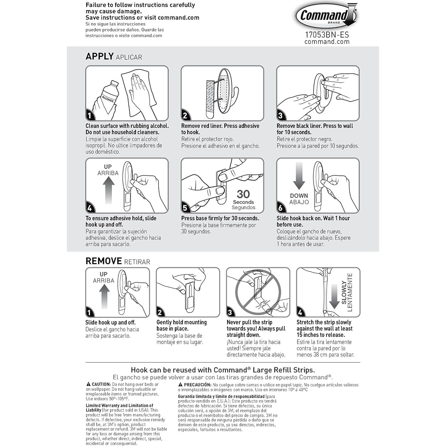 Gancho de Plástico Grande 3M Command Niquel Cepillado 2.27 kg