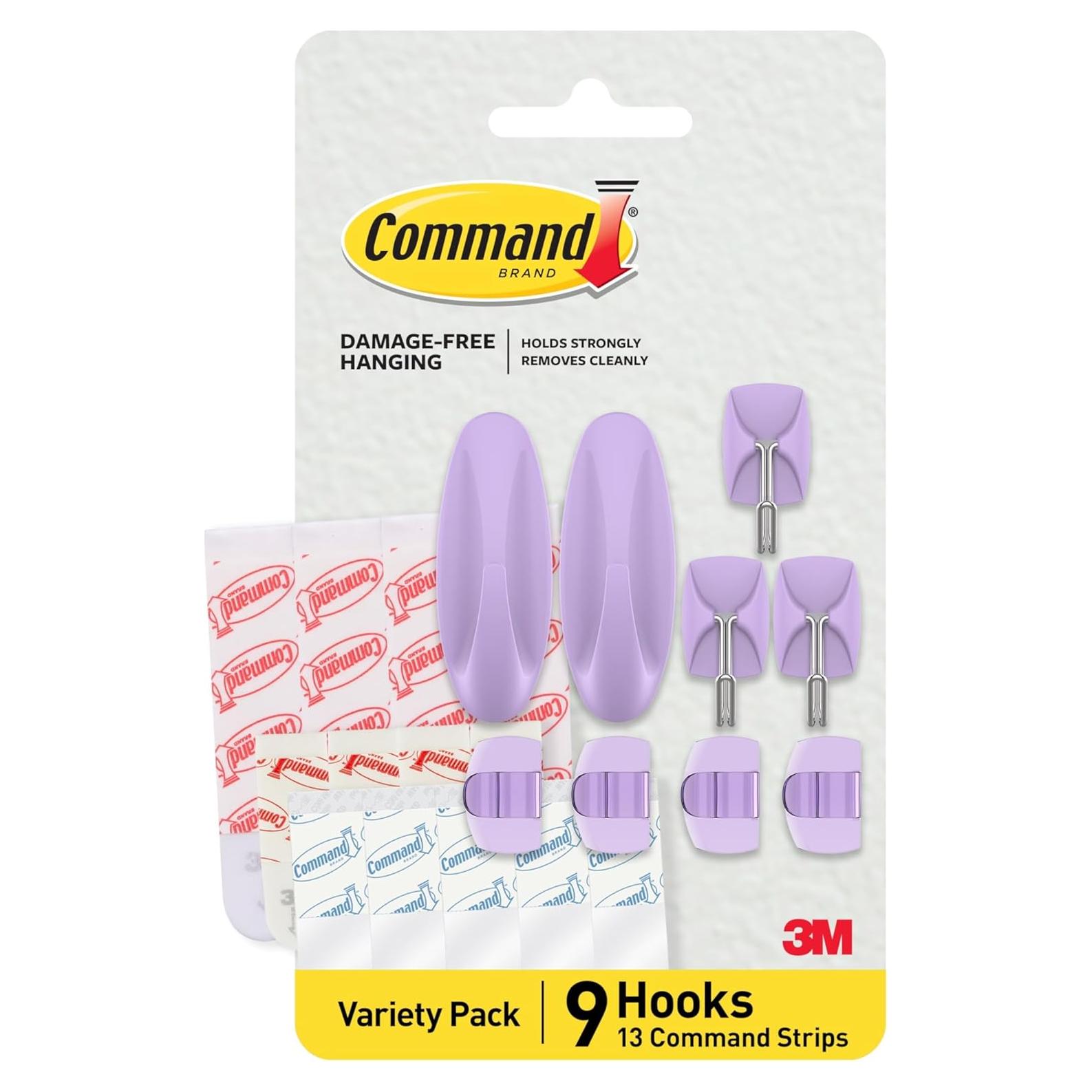 Ganchos Mixtos Command Lavanda 9 Piezas Sin Daños