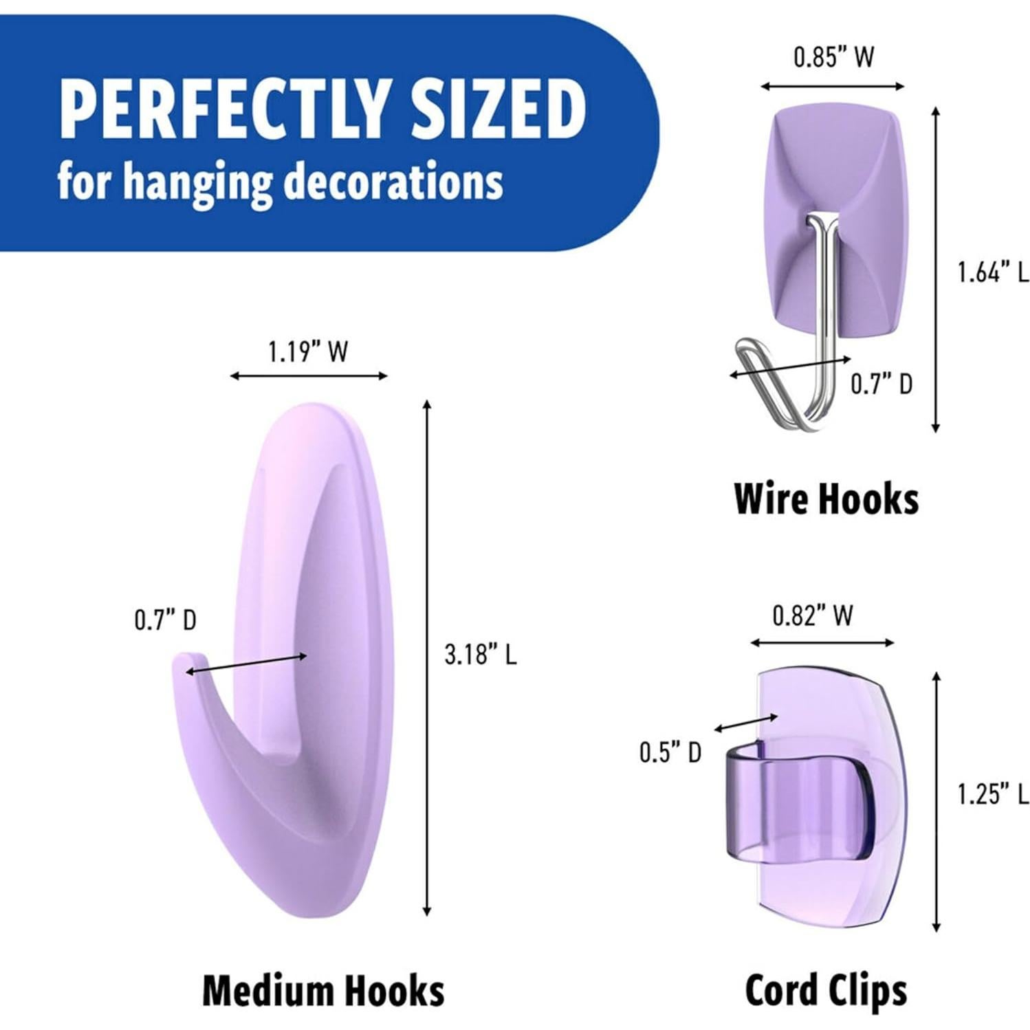 Ganchos Mixtos Command Lavanda 9 Piezas Sin Daños